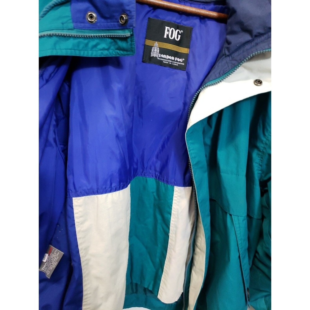 London Fog Mens L Regular Green Lined Thinsulate Hooded Jacket Coat - Picture 9 of 11